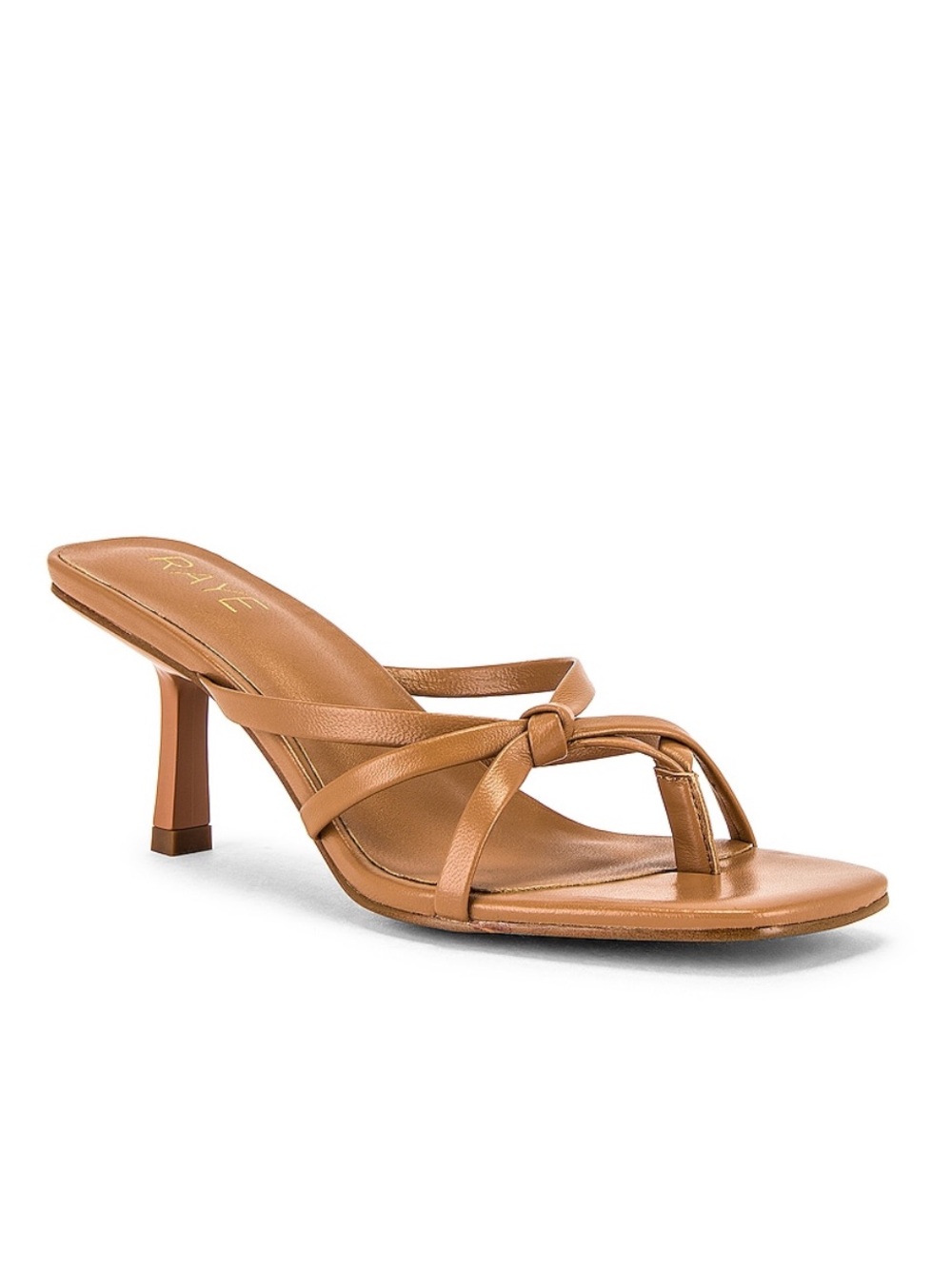 RAYE Dax Tan Knotted Strappy Kitten Heel Mule Size 8 ✨Excellent Condition✨